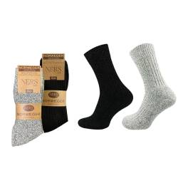 NERS 6 Paar Norweger Socken für Damen und Herren aus Wolle. Wintersocken mit weiche Frotteesohle (DE/NL/SE/PL, Numerisch, 43, 46, Regular, Regular, Schwarz/Grau) von NERS