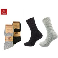 NERS Norwegersocken für Damen und Herren aus Wolle (12-Paar) Wintersocken mit weicher Frotteesohle von NERS