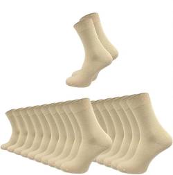 Socken für Damen und Herren aus 100% Baumwolle - Ohne drückende Naht - mit Komfortbund (10 Paar) (as3, numeric, numeric_35, numeric_38, regular, regular, Beige) von NERS