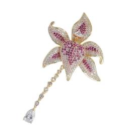 Damen Brosche Elegant Kristallbrosche for Frauen Glänzende Blume Teardrop Brosche Pin Damen Brosche Elegant Vintage von NESPIQ