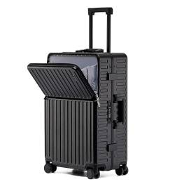 NESPIQ Handgepäck Koffer Koffer Mit USB-Anschluss Für Aufladen Von Gepäck Für Geschäftsreisen. Koffer Mit Hoher Kapazität Großer Koffer (Color : Black, Size : 20inch) von NESPIQ