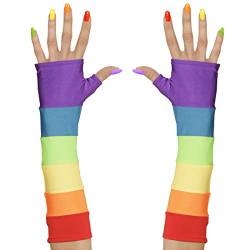 NET TOYS Fingerlose Handschuhe mit Mittelfinger-Schlaufe | Bunt | Hochwertiges Frauen-Kostüm-Zubehör Armstulpen | Passend gekleidet für Fasching & Karneval von NET TOYS
