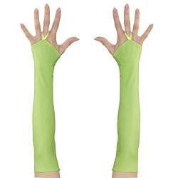 NET TOYS Fingerlose Handschuhe mit Mittelfinger-Schlaufe | Neongrün | Hochwertiges Frauen-Kostüm-Zubehör Armstulpen | Passend gekleidet für Fasching & Karneval von NET TOYS
