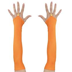 NET TOYS Fingerlose Handschuhe mit Mittelfinger-Schlaufe | Neonorange | Hochwertiges Frauen-Kostüm-Zubehör Armstulpen | Passend gekleidet für Fasching & Karneval von NET TOYS