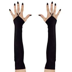 NET TOYS Fingerlose Handschuhe mit Mittelfinger-Schlaufe | Schwarz | Hochwertiges Frauen-Kostüm-Zubehör Armstulpen | Passend gekleidet für Fasching & Karneval von NET TOYS