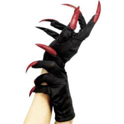 NET TOYS Hexenhandschuhe Halloween Handschuhe schwarz-rot Halloweenhandschuhe Damen Handschuh Hexenhände Hexen Kostüm Zubehör von NET TOYS