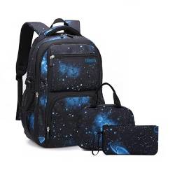 NETFEN Jungen 3-teilige Schultasche Set Schulrucksack Personalisierte Mode Stern Grund-und Sekundarschule Studenten für Mädchen-Jungen Middle-School Elementary Bookbags von NETFEN