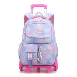 NETFEN Schulrucksack Trolley Mädchen Teenager Rucksack Teleskopgriff und Sechs Räder Rolling Laptoptasche mit Rädern Kinder Tasche von NETFEN