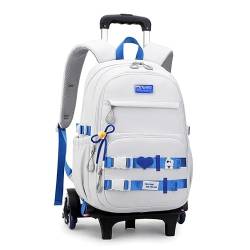 NETFEN Trolley Rucksack mit 6 Rollen, Rucksack Rollen Trolleytasche,16 Zoll Nylon Jungen Maedchen Trolley Schulranzen Abnehmbare Schulrucksack Trolley für Schulreisen von NETFEN