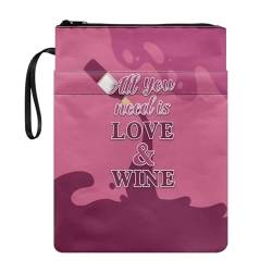 NETILGEN All You Need is Love Wine Book Sleeve for Book Lovers Book Cover Book Protector for Paperback Purse Book Sox Storage Bag for Women Men Kids von NETILGEN