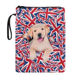 NETILGEN Union Jack Labrador Book Sleeve for Book Lovers Book Cover Book Protector for Paperback Purse Book Sox Storage Bag for Women Men Kids von NETILGEN