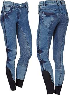 NETPROSHOP Denim Stretch Jeans-Reithose Abbie für Damen Fullgrip Silikon Vollbesatz Gr.34-46, Damengroesse:36, Farbe:Dunkelblau von NETPROSHOP