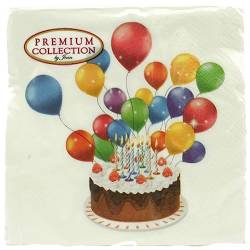 Premium Collection 20 Stück Servietten Geburtstag Kuchen mit Ballons von NEU