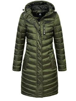 NEW VIEW Damen Jacke Steppmantel Tessa Long mit Kapuze Grün (Green Metallic) XL von NEW VIEW
