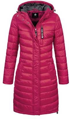 NEW VIEW Damen Jacke Steppmantel Tessa Long mit Kapuze Pink (Sangria Metallic) XL von NEW VIEW