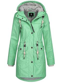 NEW VIEW Damen Regenjacke wasserabweisender Parka Annika Long mit Kapuze Mint (Dusty Jade Green) L von NEW VIEW