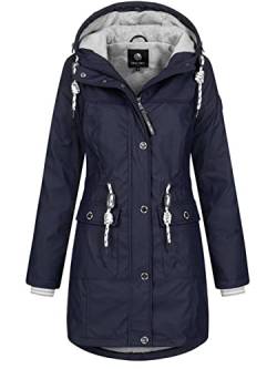 NEW VIEW Damen Regenjacke wasserabweisender Parka Annika Long mit Kapuze Navy (Naveal Academy) XXL von NEW VIEW