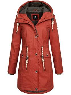 NEW VIEW Damen Regenjacke wasserabweisender Parka Annika Long mit Kapuze Ziegelrot (Red Ochre) S von NEW VIEW