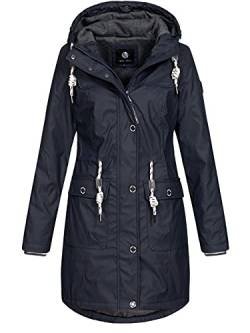 NEW VIEW Damen Regenjacke wasserabweisender Parka Annika Long mit Kapuze blau (Night Sky) L von NEW VIEW