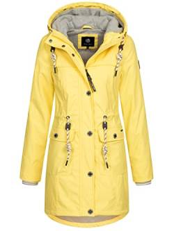 NEW VIEW Damen Regenjacke wasserabweisender Parka Annika Long mit Kapuze hellgelb (pale banana) L von NEW VIEW