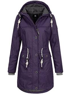 NEW VIEW Damen Regenjacke wasserabweisender Parka Annika Long mit Kapuze lila (lilac) S von NEW VIEW