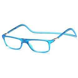 NEW VISION Lesebrille, Magnet Lesebrille, Bequem Magnetverschluss Vorne, Leicht Lesebrillen NV2904, Lesehilfe für Damen Herren (Blau, 1.5, x) von NEW VISION