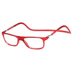 NEW VISION Lesebrille, Magnet Lesebrille, Bequem Magnetverschluss Vorne, Leicht Lesebrillen NV2904, Lesehilfe für Damen Herren (Rot, 2, x) von NEW VISION