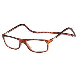 NEW VISION Lesebrille, Magnet Lesebrille, Bequem Magnetverschluss Vorne, Leicht Lesebrillen NV2904, Lesehilfe für Damen Herren (SchwarzBraun, 1, x) von NEW VISION