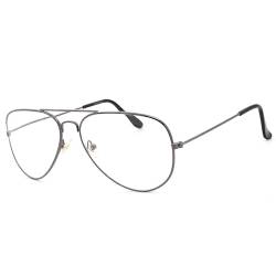NEW VISION NEWVISION Lesebrille Lesehilfe für Herren Damen, Unisex Vintage Fliegerbrille Metallbrille Retro Brillengestell Fliegerbrille Karneval Damen, Nv8132 Titan, Einheitsgröße von NEW VISION