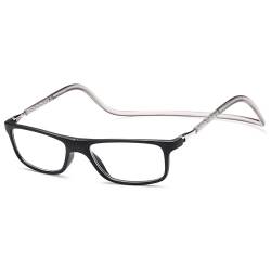 NEWVISION® Lesebrille mit Magnet, verstellbare Faltbrille mit magnetischem Clip-Verschluss für Damen und Herren, hängende Nackenbügel, leichte Rahmen NV2904 (Schwarz, 1, Dioptrien) von NEW VISION