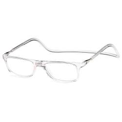 NEWVISION®Lesebrille mit Magnet, verstellbare Faltbrille mit magnetischem Clip-Verschluss für Damen und Herren, hängende Nackenbügel, leichte Rahmen NV2904 (Transparent, 1, Dioptrien) von NEW VISION