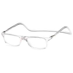 NEWVISION®Lesebrille mit Magnet, verstellbare Faltbrille mit magnetischem Clip-Verschluss für Damen und Herren, hängende Nackenbügel, leichte Rahmen NV2904 (Transparent, 1.5, Dioptrien) von NEW VISION