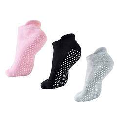 NEWCHAO Grip Rutschfeste Anti Rutsch Socken für Frauen und Männer, 3 Paar Unisex Socken für Yoga Home Workout Barre Pilates Schwangerschaft von NEWCHAO