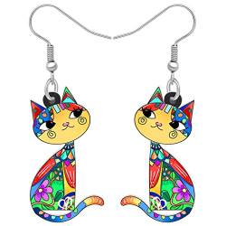 NEWEI Acryl Anime Katzen Ohrringe Cute Katze Schmuck Lustige Katze Geschenke für Damen Mädchen Frauen Charms (Grün) von NEWEI