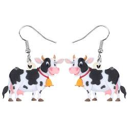 NEWEI Acryl Anime Milchvieh Kuh Ohrringe Drop Dangle Farm Tier Schmuck Für Frauen Mädchen Geschenk Charm (Schnee) von NEWEI