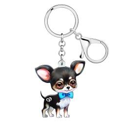 NEWEI Acryl Hund Schlüsselanhänger Zubehör Cute Pet Puppy Schlüsselring Für Damen Mädchen Hundeliebhaber Geldbörse Auto Geschenke (Chihuahua C) von NEWEI