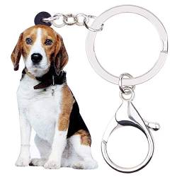 NEWEI Acryl Sewwt Beagles Hund Schlüsselanhänger Ringe Anhänger Haustier Schmuck für Frauen Mädchen Geldbörse Tasche Auto Charms (Kaffee) von NEWEI