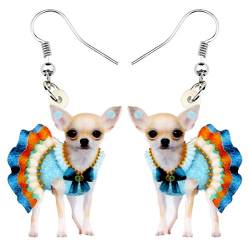 NEWEI Acryl Süße Chihuahua Hund Ohrringe Dangle Drop Für Frauen Kinder Welpe Tier Haustier Schmuck Geschenk Charm (Blau) von NEWEI