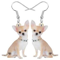 NEWEI Acryl Süße Chihuahua Hund Ohrringe Dangle Drop Für Frauen Kinder Welpe Tier Haustier Schmuck Geschenk Charm (Weiß) von NEWEI