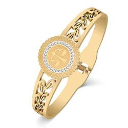 NEWEI Cute 12 Sternzeichen Armband 18k Gold Edelstahl Astrologie Armbänder Armreif für Damen Teenager Mädchen Charms Geburtstag Geschenke (Waage Silber) von NEWEI