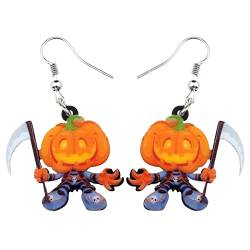 NEWEI Cute Acryl Halloween Hexe Ohrringe Kürbis Dangle für Frauen Mädchen Festival Schmuck Geschenke Charme (Aprikose) von NEWEI