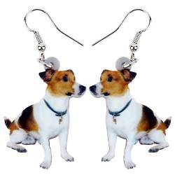 NEWEI Cute Acryl Jack Russell Ohrringe Hängend Ornamente für Frauen Mädchen Hund Mama Geschenke (Braun) von NEWEI