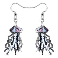 NEWEI Cute Emaille Wal Oktopus Qualle Hai Ohrringe Seepferdchen Strand Schmuck für Damen Frauen Mädchen Meerestiere Geschenke (Schwarze Qualle) von NEWEI