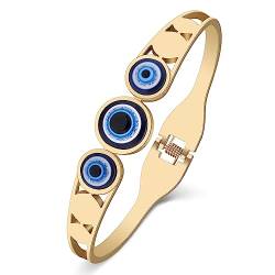 NEWEI Cute Evil Eye Armbänder Teufelsauge Böser Blick Armband Schutzarmband Türkisches Auge für Damen Mädchen Charms Blaues Auge Schutz Geschenke (B Türkisches Auge Gold) von NEWEI