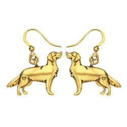 NEWEI Cute Golden Retriever Welpen Ohrringe Hängend Hängend Hund Schmuck Geschenke für Damen Mädchen Hund Mama Charms (Vergoldet) von NEWEI