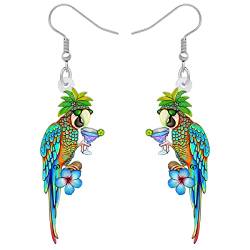 NEWEI Cute Macaw Papagei Vogel Ohrringe für Damen Mädchen Damen Acryl Tiere Schmuck Geschenke Charms (Hawaii B) von NEWEI