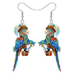 NEWEI Cute Macaw Papagei Vogel Ohrringe für Damen Mädchen Damen Acryl Tiere Schmuck Geschenke Charms (Pirat A) von NEWEI