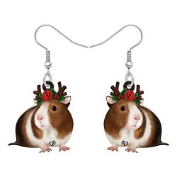 NEWEI Cute Meerschweinchen Geschenke Acryl Meerschweinchen Ohrringe Hamster Schmuck für Damen Frauen Mädchen Weihnachten Charms (Coffee) von NEWEI