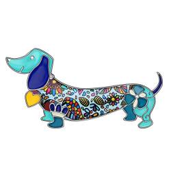 NEWEI Emaille Cute Dackel Geschenke Dachshund Brosche Pins Für Damen Frauen Mädchen Hut Jacke Dekorationt (Blau) von NEWEI