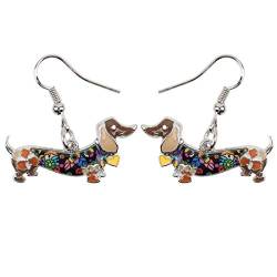 NEWEI Emaille Dackel Geschenke Cute Dackel Hund Ohrringe Dangle Tier Schmuck Für Damen Mädchen Hundebesitzer Charms (Braun) von NEWEI